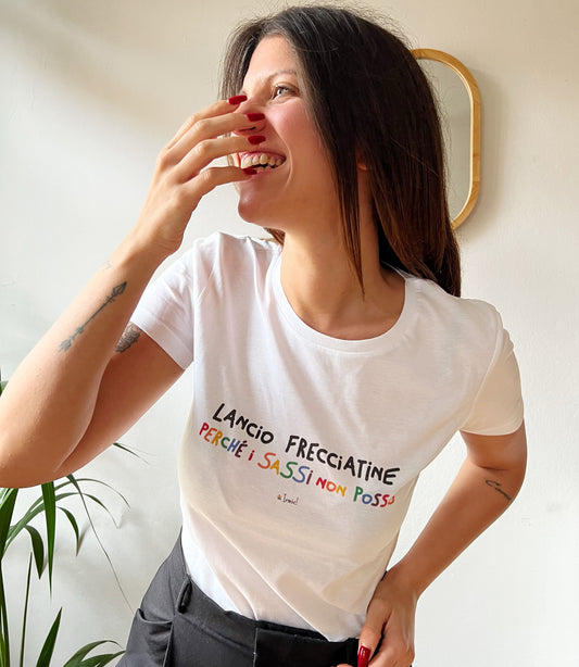 Maglia Donna "Lancio frecciatine perché i sassi non posso"