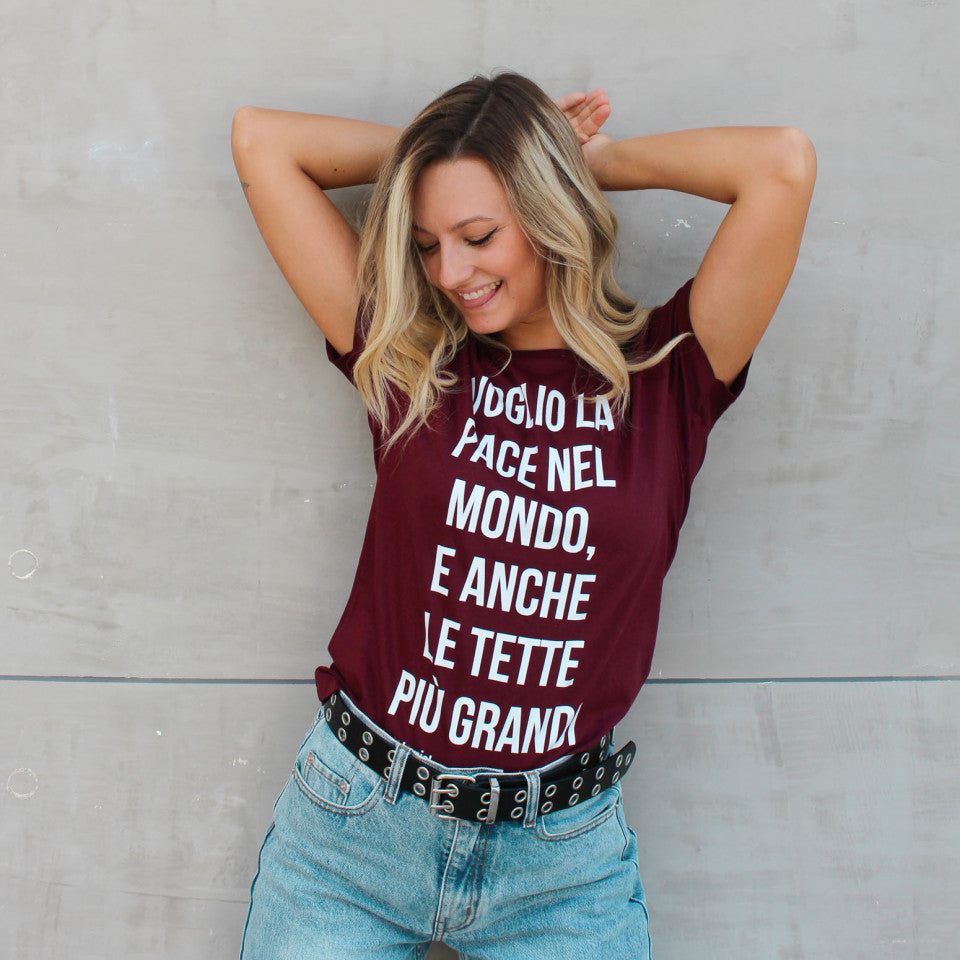 Maglia Donna "Voglio la Pace nel mondo, e anche le Tette più grandi"
